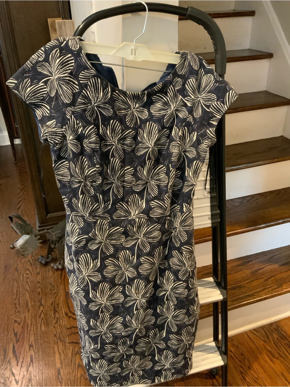J. Crew Navy Dress with Cream Floral Print